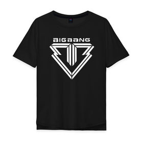 Мужская футболка хлопок Oversize с принтом Big Bang logo в Курске, 100% хлопок | свободный крой, круглый ворот, “спинка” длиннее передней части | big bang | g dragon