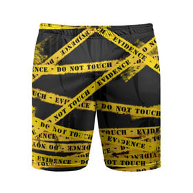 Мужские шорты 3D спортивные с принтом Улика - не трогать в Курске,  |  | art | black | dark | evidence | fashion | graffiti | paint | stripes | texture | underground | yellow | желтый | краска | лента | опечатано | преступление | улика | черный