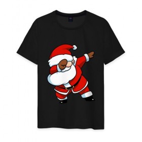 Мужская футболка хлопок с принтом DAB Santa в Курске, 100% хлопок | прямой крой, круглый вырез горловины, длина до линии бедер, слегка спущенное плечо. | Тематика изображения на принте: 