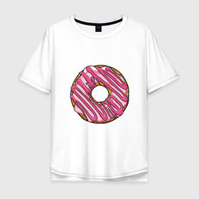 Мужская футболка хлопок Oversize с принтом Пончик в Курске, 100% хлопок | свободный крой, круглый ворот, “спинка” длиннее передней части | donut | simpsons | барт | вкус | гомер | еда | кафе | кок | кухня | пища | повар | пончик | ресторан | симпсоны | сладкий