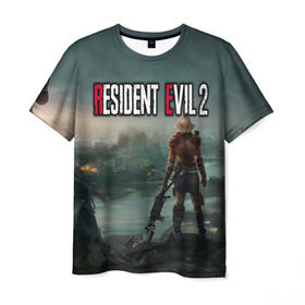 Мужская футболка 3D с принтом Resident Evil 2 в Курске, 100% полиэфир | прямой крой, круглый вырез горловины, длина до линии бедер | 