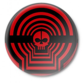 Значок с принтом TOP Hypnotize в Курске,  металл | круглая форма, металлическая застежка в виде булавки | 21 | flag | hypnotize | one | pilot | pilots | top | twenty | гипноз | красный | пилоты | череп | черный
