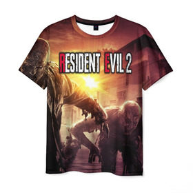 Мужская футболка 3D с принтом Resident Evil 2 в Курске, 100% полиэфир | прямой крой, круглый вырез горловины, длина до линии бедер | Тематика изображения на принте: 2 | biohazard | evil | g | horror | resident | survival | вирус | зла | зомби | монстры | обитель