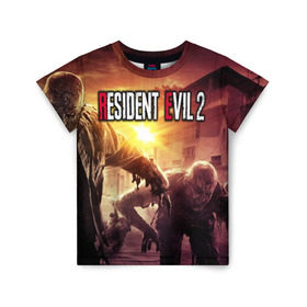 Детская футболка 3D с принтом Resident Evil 2 в Курске, 100% гипоаллергенный полиэфир | прямой крой, круглый вырез горловины, длина до линии бедер, чуть спущенное плечо, ткань немного тянется | 2 | biohazard | evil | g | horror | resident | survival | вирус | зла | зомби | монстры | обитель