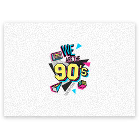 Поздравительная открытка с принтом Девяностые в Курске, 100% бумага | плотность бумаги 280 г/м2, матовая, на обратной стороне линовка и место для марки
 | Тематика изображения на принте: 1990 | 90е | pop | vhs | аудиокассета | ретро