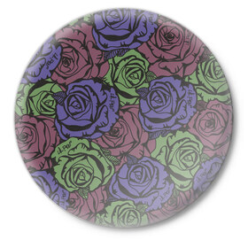 Значок с принтом Розы Лил Пипа в Курске,  металл | круглая форма, металлическая застежка в виде булавки | gus ahr | lil | lil peep | peep | runaway | лилпип | реп | розы | рэп | узор | хип хоп | эмо