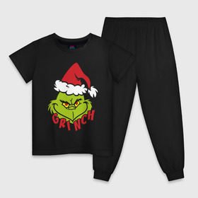 Детская пижама хлопок с принтом Cristmas Grinch в Курске, 100% хлопок |  брюки и футболка прямого кроя, без карманов, на брюках мягкая резинка на поясе и по низу штанин
 | Тематика изображения на принте: grinch | гринч | новый год | рождество