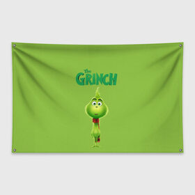 Флаг-баннер с принтом The Grinch в Курске, 100% полиэстер | размер 67 х 109 см, плотность ткани — 95 г/м2; по краям флага есть четыре люверса для крепления | grinch | гринч | новый год | рождество