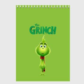 Скетчбук с принтом The Grinch в Курске, 100% бумага
 | 48 листов, плотность листов — 100 г/м2, плотность картонной обложки — 250 г/м2. Листы скреплены сверху удобной пружинной спиралью | Тематика изображения на принте: grinch | гринч | новый год | рождество