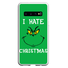 Чехол для Samsung Galaxy S10 с принтом I hate christmas в Курске, Силикон | Область печати: задняя сторона чехла, без боковых панелей | Тематика изображения на принте: grinch | гринч | новый год | рождество