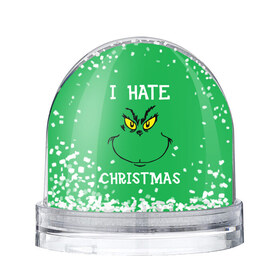 Снежный шар с принтом I hate christmas в Курске, Пластик | Изображение внутри шара печатается на глянцевой фотобумаге с двух сторон | Тематика изображения на принте: grinch | гринч | новый год | рождество