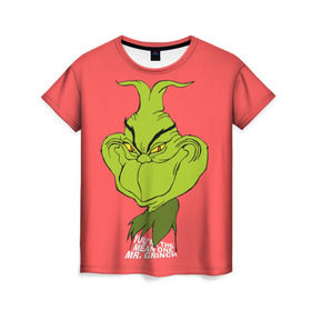 Женская футболка 3D с принтом Mr. Grinch в Курске, 100% полиэфир ( синтетическое хлопкоподобное полотно) | прямой крой, круглый вырез горловины, длина до линии бедер | grinch | гринч | новый год | рождество