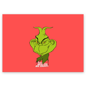 Поздравительная открытка с принтом Mr. Grinch в Курске, 100% бумага | плотность бумаги 280 г/м2, матовая, на обратной стороне линовка и место для марки
 | Тематика изображения на принте: grinch | гринч | новый год | рождество