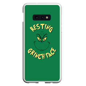 Чехол для Samsung S10E с принтом Resting Grinch Face в Курске, Силикон | Область печати: задняя сторона чехла, без боковых панелей | Тематика изображения на принте: grinch | гринч | новый год | рождество