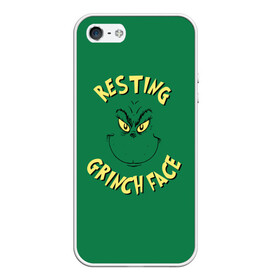 Чехол для iPhone 5/5S матовый с принтом Resting Grinch Face в Курске, Силикон | Область печати: задняя сторона чехла, без боковых панелей | grinch | гринч | новый год | рождество
