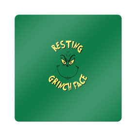 Магнит виниловый Квадрат с принтом Resting Grinch Face в Курске, полимерный материал с магнитным слоем | размер 9*9 см, закругленные углы | grinch | гринч | новый год | рождество