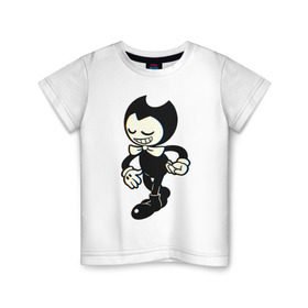 Детская футболка хлопок с принтом Bendy в Курске, 100% хлопок | круглый вырез горловины, полуприлегающий силуэт, длина до линии бедер | bendy | bendy in the ink machine | cartoon | game | бенди | игра