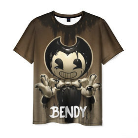 Мужская футболка 3D с принтом Bendy в Курске, 100% полиэфир | прямой крой, круглый вырез горловины, длина до линии бедер | bendy | bendy in the ink machine | cartoon | game | бенди | игра