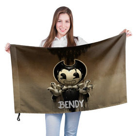 Флаг 3D с принтом Bendy в Курске, 100% полиэстер | плотность ткани — 95 г/м2, размер — 67 х 109 см. Принт наносится с одной стороны | bendy | bendy in the ink machine | cartoon | game | бенди | игра