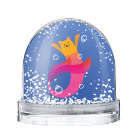 Водяной шар с принтом Кот русалка в Курске, Пластик | Изображение внутри шара печатается на глянцевой фотобумаге с двух сторон | вода | кот | котик | море | розовый | русалка | рыжий | синий