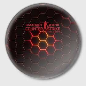 Значок с принтом Counter Strike Danger Zone в Курске,  металл | круглая форма, металлическая застежка в виде булавки | 