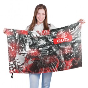 Флаг 3D с принтом Guts в Курске, 100% полиэстер | плотность ткани — 95 г/м2, размер — 67 х 109 см. Принт наносится с одной стороны | anime | berserk | guts | аниме | берсерк | гатс