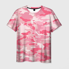 Мужская футболка 3D с принтом Hellboy в Курске, 100% полиэфир | прямой крой, круглый вырез горловины, длина до линии бедер | hellboy | hip hop | lil | lil peep | pink | pip | rap | барт | камуфляж | камуфляж розовый | лил | лилпип | пип | реп | симпсон | симпсоны | толстовка лил пипа | хеллбой | хипхоп