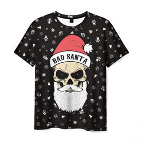 Мужская футболка 3D с принтом Bad Santa в Курске, 100% полиэфир | прямой крой, круглый вырез горловины, длина до линии бедер | Тематика изображения на принте: 