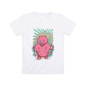 Детская футболка хлопок с принтом Pink bear в Курске, 100% хлопок | круглый вырез горловины, полуприлегающий силуэт, длина до линии бедер | арт | графика