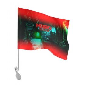 Флаг для автомобиля с принтом METRO EXODUS в Курске, 100% полиэстер | Размер: 30*21 см | ak47 | metro 2033 | metro exodus | апокалипсис | артем | глуховский | дорога | маски | ночь | оружие | поезд | противогаз | сталкеры