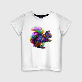 Детская футболка хлопок с принтом Белочка в Курске, 100% хлопок | круглый вырез горловины, полуприлегающий силуэт, длина до линии бедер | абстракция | белка | белки