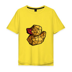 Мужская футболка хлопок Oversize с принтом Геометрическая уточка в Курске, 100% хлопок | свободный крой, круглый ворот, “спинка” длиннее передней части | Тематика изображения на принте: 3d | bird | duck | geometric | геометрия | птица | утка