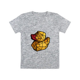 Детская футболка хлопок с принтом Геометрическая уточка в Курске, 100% хлопок | круглый вырез горловины, полуприлегающий силуэт, длина до линии бедер | Тематика изображения на принте: 3d | bird | duck | geometric | геометрия | птица | утка