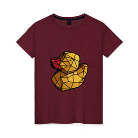 Женская футболка хлопок с принтом Геометрическая уточка в Курске, 100% хлопок | прямой крой, круглый вырез горловины, длина до линии бедер, слегка спущенное плечо | Тематика изображения на принте: 3d | bird | duck | geometric | геометрия | птица | утка
