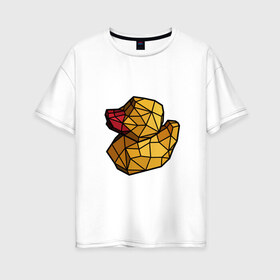 Женская футболка хлопок Oversize с принтом Геометрическая уточка в Курске, 100% хлопок | свободный крой, круглый ворот, спущенный рукав, длина до линии бедер
 | 3d | bird | duck | geometric | геометрия | птица | утка