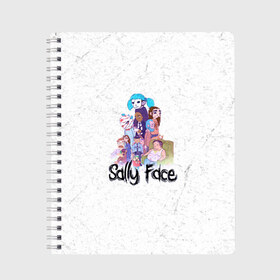 Тетрадь с принтом Sally Face в Курске, 100% бумага | 48 листов, плотность листов — 60 г/м2, плотность картонной обложки — 250 г/м2. Листы скреплены сбоку удобной пружинной спиралью. Уголки страниц и обложки скругленные. Цвет линий — светло-серый
 | sally face | гизмо | девид | девочка | игра | лари | ларри | мальчик | маска | мрачная | на лице | пых | с протезом | сал | сали | салли | салли фейс | фейс | фэйс | эддисон | эшли