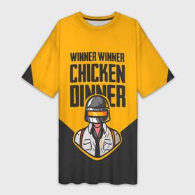 Платье-футболка 3D с принтом PUBG в Курске,  |  | battlegrounds | chicken | chickendinner | dinner | game | pcgaming | playerunknownsbattlegrounds | pubg | videogames | баттл | баттлграунд | куриныйобед | курица | обед | пабг