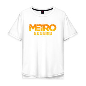 Мужская футболка хлопок Oversize с принтом MERO EXODUS в Курске, 100% хлопок | свободный крой, круглый ворот, “спинка” длиннее передней части | exodus | horror | metro 2033 | metro exodus | survival | yellow | желтый | игры | исход | метро | метро 2035