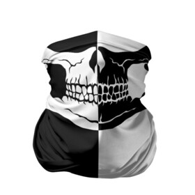 Бандана-труба 3D с принтом ЧЕРЕП в Курске, 100% полиэстер, ткань с особыми свойствами — Activecool | плотность 150‒180 г/м2; хорошо тянется, но сохраняет форму | bandana | black | black  white | bones | face | mask | skull | white | бандана | кости | лицо | маска | чб | череп | черный белый