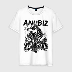 Мужская футболка хлопок с принтом Анубис в Курске, 100% хлопок | прямой крой, круглый вырез горловины, длина до линии бедер, слегка спущенное плечо. | anubiz | анубис | бог | бог войны | египет