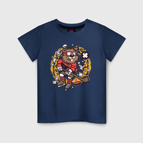 Детская футболка хлопок с принтом Хоккеист в Курске, 100% хлопок | круглый вырез горловины, полуприлегающий силуэт, длина до линии бедер | хоккеист | хоккей