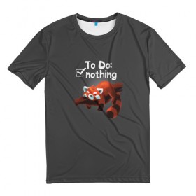 Мужская футболка 3D с принтом To Do: Nothing в Курске, 100% полиэфир | прямой крой, круглый вырез горловины, длина до линии бедер | Тематика изображения на принте: ленивец | лень | панда