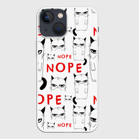 Чехол для iPhone 13 mini с принтом Grumpy Cat. Nope в Курске,  |  | злой | кот | котейка | котэ | мем | недовольный | ненавижу | нет | понедельник | угрюмый