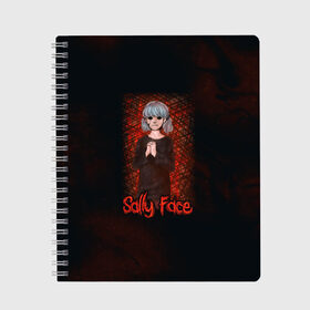 Тетрадь с принтом Sally Face в Курске, 100% бумага | 48 листов, плотность листов — 60 г/м2, плотность картонной обложки — 250 г/м2. Листы скреплены сбоку удобной пружинной спиралью. Уголки страниц и обложки скругленные. Цвет линий — светло-серый
 | sally face | гизмо | девид | девочка | игра | лари | ларри | мальчик | маска | мрачная | на лице | пых | с протезом | сал | сали | салли | салли фейс | фейс | фэйс | эддисон | эшли