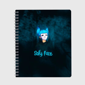 Тетрадь с принтом Sally Face в Курске, 100% бумага | 48 листов, плотность листов — 60 г/м2, плотность картонной обложки — 250 г/м2. Листы скреплены сбоку удобной пружинной спиралью. Уголки страниц и обложки скругленные. Цвет линий — светло-серый
 | sally face | гизмо | девид | девочка | игра | лари | ларри | мальчик | маска | мрачная | на лице | пых | с протезом | сал | сали | салли | салли фейс | фейс | фэйс | эддисон | эшли