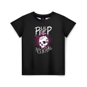Детская футболка 3D с принтом Lil Peep. Rest In Peace в Курске, 100% гипоаллергенный полиэфир | прямой крой, круглый вырез горловины, длина до линии бедер, чуть спущенное плечо, ткань немного тянется | лил пип | рэп