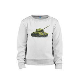 Детский свитшот хлопок с принтом Зимний Танк в Курске, 100% хлопок | круглый вырез горловины, эластичные манжеты, пояс и воротник | war | бмп | броня | военный | война | зеленый | оборона | онлайн | оружие | снежный | танк | танки | танки онлайн | танчики