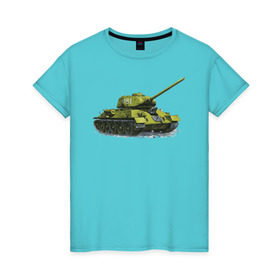Женская футболка хлопок с принтом Зимний Танк в Курске, 100% хлопок | прямой крой, круглый вырез горловины, длина до линии бедер, слегка спущенное плечо | war | бмп | броня | военный | война | зеленый | оборона | онлайн | оружие | снежный | танк | танки | танки онлайн | танчики