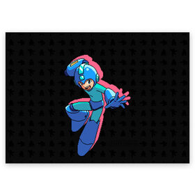 Поздравительная открытка с принтом Mega Man (pixel art) Black в Курске, 100% бумага | плотность бумаги 280 г/м2, матовая, на обратной стороне линовка и место для марки
 | 8 bit | 8bit | art | dendy | famicom | game | games | japan | japanese | man | mega | mega man | megaman | nes | pixel | pixel art | pixelart | retro | video games | videogames
