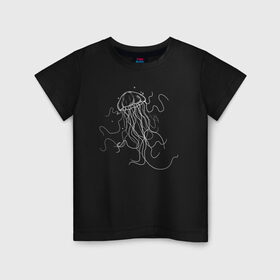 Детская футболка хлопок с принтом Белая медуза векторный рисунок в Курске, 100% хлопок | круглый вырез горловины, полуприлегающий силуэт, длина до линии бедер | Тематика изображения на принте: art | medusa | vector | абстракция | вектор | медуза | щупальца